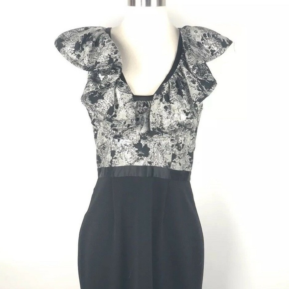 Jay Godfrey Two Tone Ruffle Dress Sz 6 Black Gray - Picture 1 of 9
